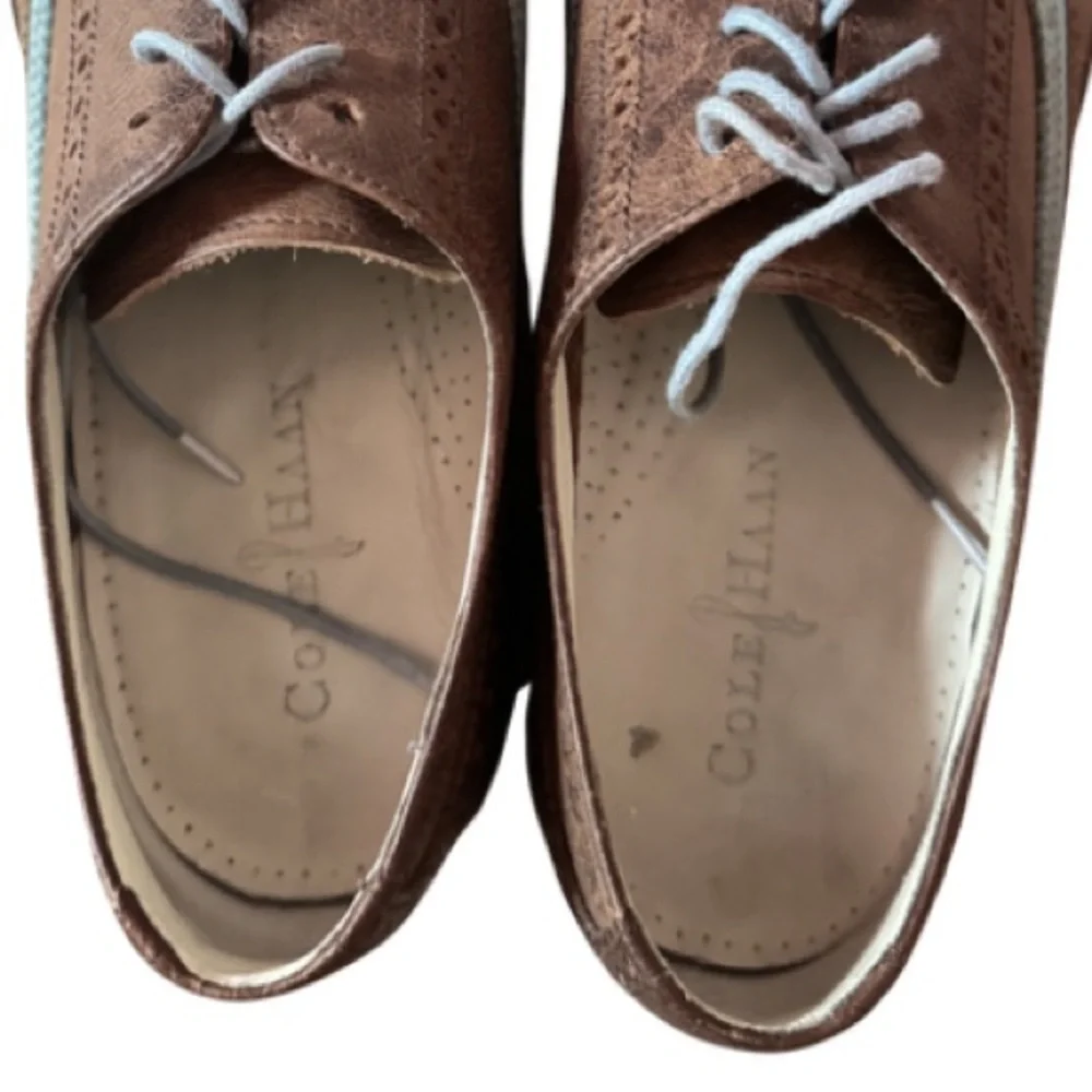 Cole Haan Colton Air Wingtip Spectator Shoe in Brown and Teal Leather Sz 11.5